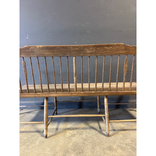 Coffee 19th Century Spindleback Windsor Deacon's Bench For Sale - Image 8 of 10