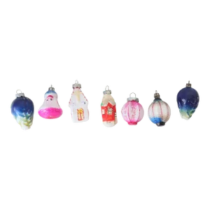 Vintage Milk Glass Ornaments, S/7