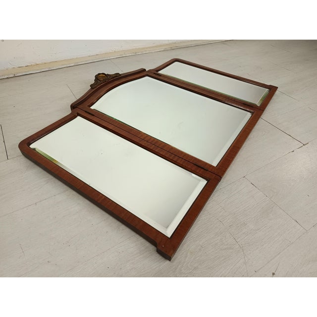 Antique Walnut Triptych Mirror For Sale - Image 4 of 15