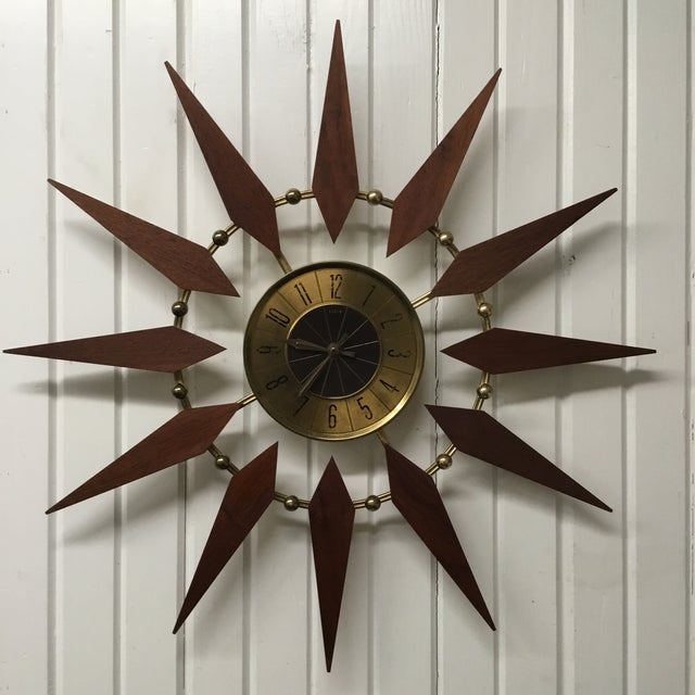 Mid Century Atomic Elgin Starburst Clock Chairish