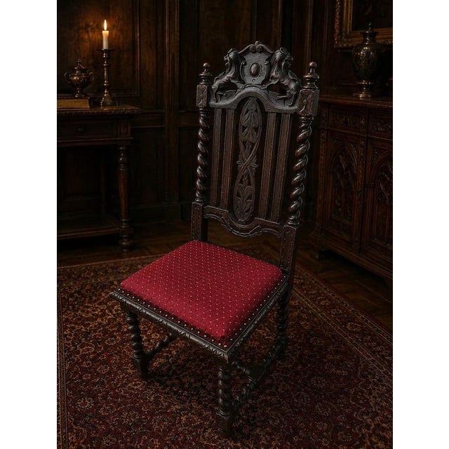 Victorian Jacobean Revival Carved Oak Dining Chairs, 1890s, Set of 6 For Sale - Image 13 of 18