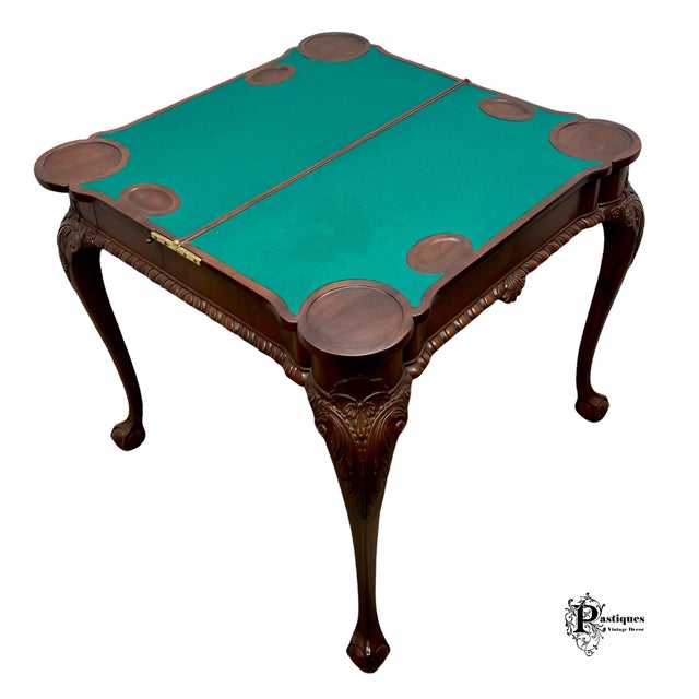 Vintage Chippendale Style Solid Mahogany Flip Top Game Table Chairish