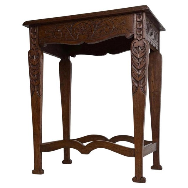 Early 20th Century English Carved Oak Side Table For Sale - Image 11 of 11