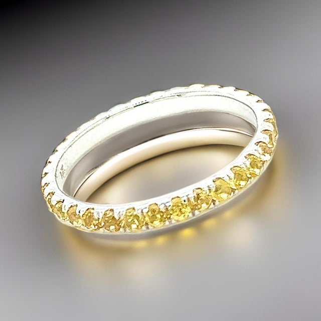 Metal Natural Yellow Sapphire Ring Size 6.5 14k W Gold 0.66 CTW Certified For Sale - Image 7 of 9