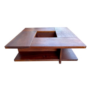 Mid 20th Century Square Coffee Table W/Center Cut-Out For Sale