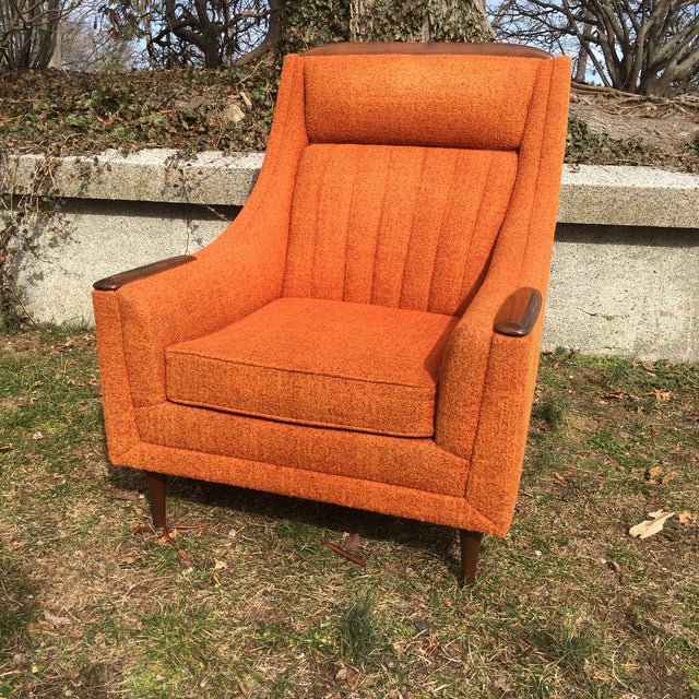 MidCentury Modern Orange Lounge Club Chair Chairish