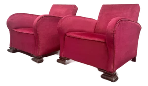 Pair of Scandinavian Art Deco Lounge Chairs, Curved Upholstered Club Chairs, 1930s