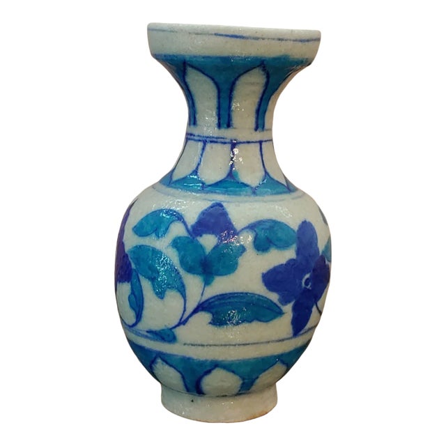 1970s Moroccan Blue and White Urn For Sale