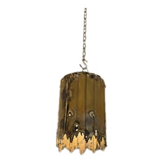 Set of 2 Circa 1970 Tom Greene for Feldman Lighting Brass Brutalist Can Ceiling Lights For Sale