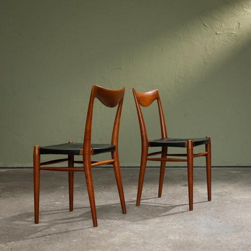 Bambi Dining Chairs in Teak and Black Leather by Rolf Rastad and Adolf Relling for Gustav Bahus, Norway, 1950s, Set of 6 For Sale - Image 5 of 10