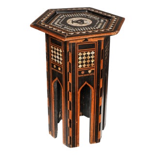 19th Century Moroccan Hexagonal Pedestal Table, 1890s For Sale