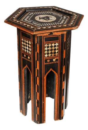 19th Century Moroccan Hexagonal Pedestal Table, 1890s