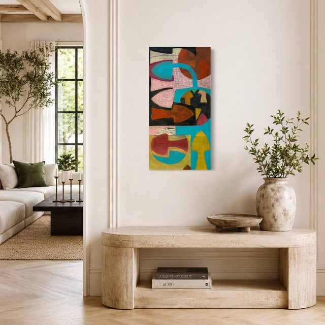 Christiane Corcelle "Open Route I" Acrylic and Collage on Canvas, Colorful Abstract Painting in Teal, Rust and Black, 2026 For Sale In Boston - Image 6 of 6