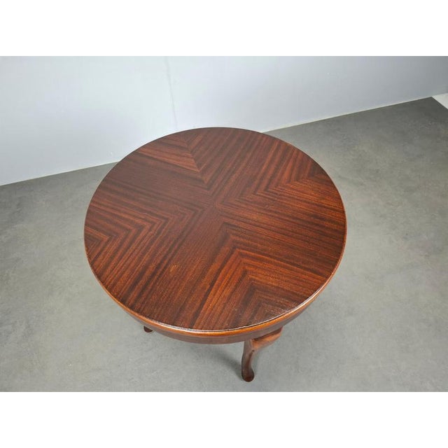 Wood Art Deco Round Table in Wood and Veneer, Czechoslovakia, 1930s For Sale - Image 7 of 18