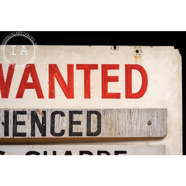Vintage Hand-Painted Roseland Metal Products (Chicago) Help Wanted Sign For Sale In Chicago - Image 6 of 15