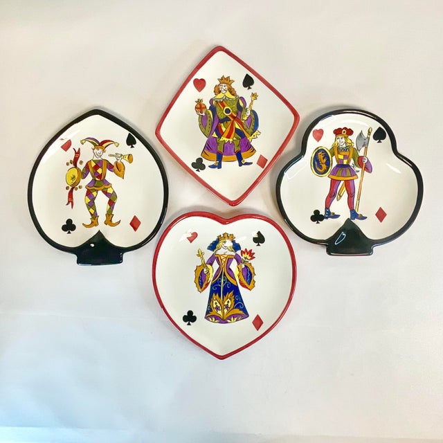 These are charming. Perfect for your next Game Night to serve snacks, tapas or dessert. Each china plate is a suit in a...