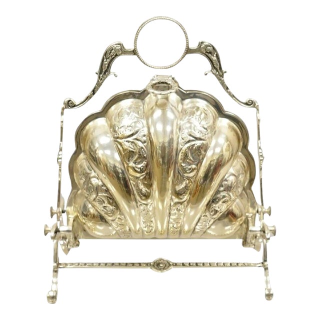 Vintage Andrea by Sadek Victorian Style Silver Plated Clam Shell Biscuit Box For Sale