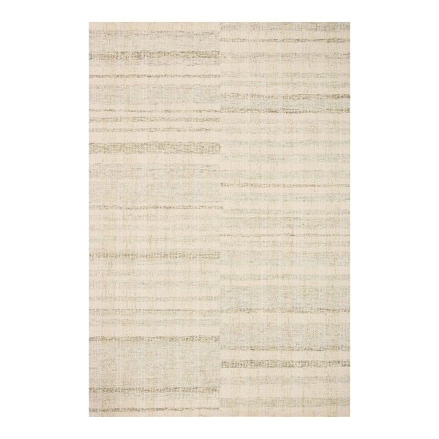 Chris Loves Julia x LoloiChris Natural / Sage 3'-6" x 5'-6" Accent Rug For Sale