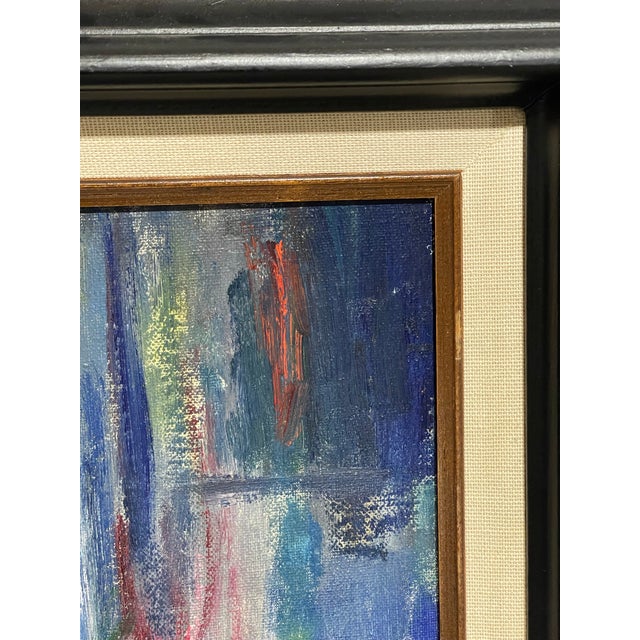 Textile 1949 Mid-Century Expressionist Floral Still Life Oil Painting, Signed For Sale - Image 7 of 9