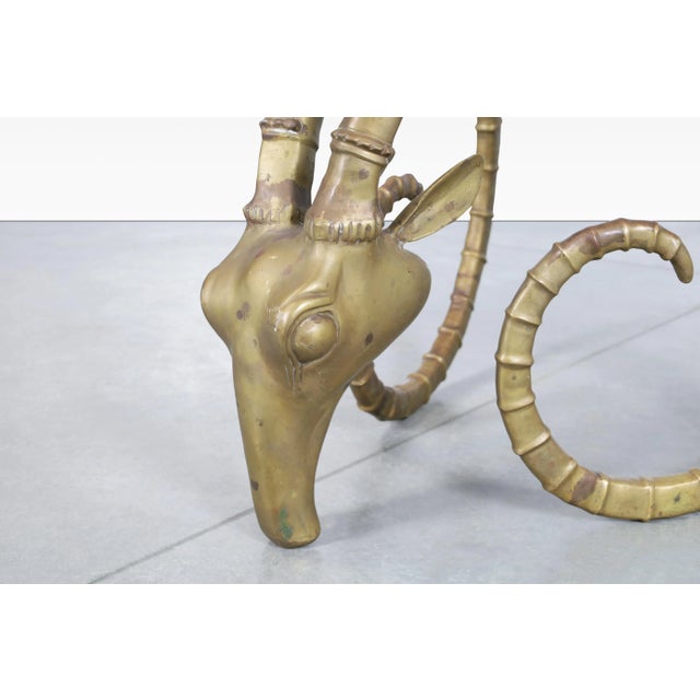 Brass Vintage Brass Ibex Rams Head Dining Table in the Style of Alain Chervet, 1970s For Sale - Image 8 of 12