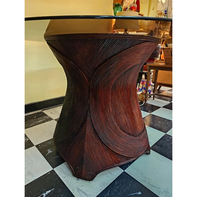 Rattan Marquetry Dining Table, 1980s For Sale - Image 10 of 11