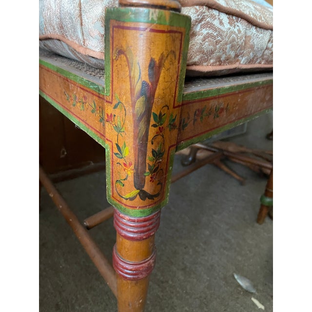 Edwardian Satinwood Painted Cane Seat Open Armchairs - a Pair For Sale - Image 9 of 12