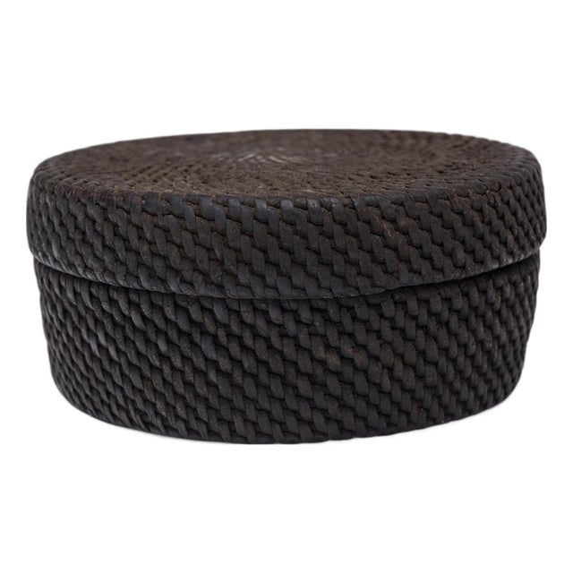 Chinese Black Lacquer Woven Box, C. 1900 For Sale