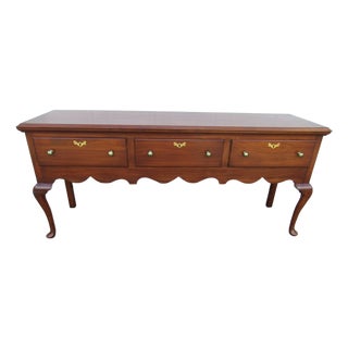 1980s Henkel Harris Cherry Designer Sideboard Buffet Three Drawer For Sale