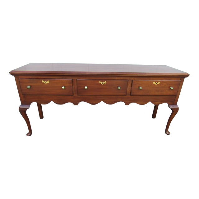 1980s Henkel Harris Cherry Designer Sideboard Buffet Three Drawer For Sale