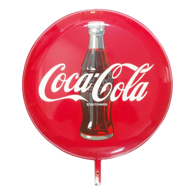 Large Double-Sided Coca Cola Enameled Sign, 1960s For Sale