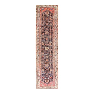 Antique Persian Malayer Runner With Sub-Geometric All-Over Design in Navy Color 3'1 X 12'9 For Sale