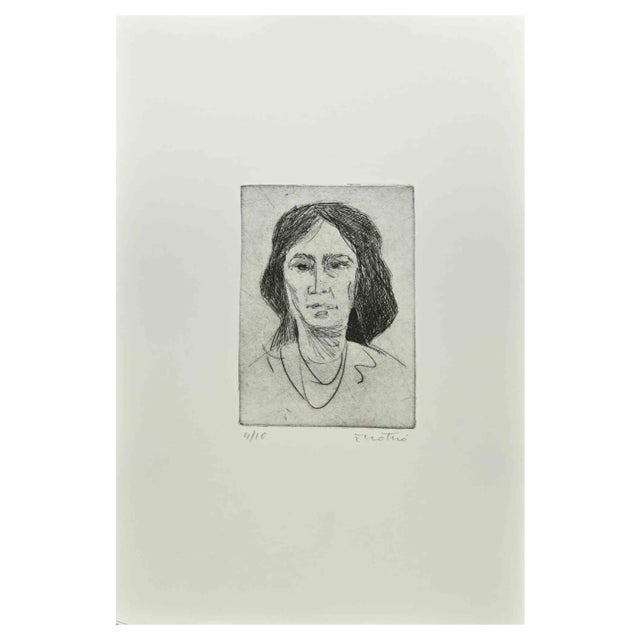 Enotrio Pugliese, Woman, Etching, 1963 For Sale