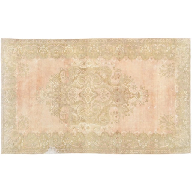 Textile 1940s Vintage Turkish Oushak Hand Knotted Rug With Soft Texture,6'5"X11' For Sale - Image 7 of 7