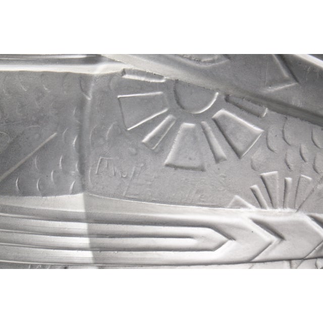 French Art Deco Pendant Light by Muller Freres - 1930s Geometric Butterfly Glass & Nickel For Sale - Image 10 of 10