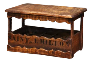 Old French Pine 15 Wine Bottle Storage Cabinet With "Saint-Emilion" Decor