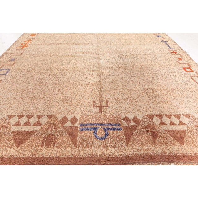 Beige Doris Leslie Blau Mid-20th Century Swedish Pile Rug For Sale - Image 8 of 9
