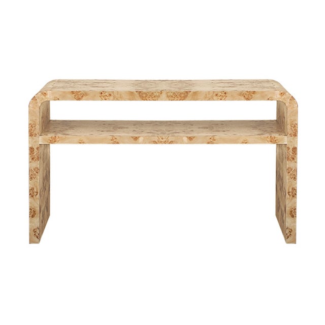 Matthew Izzo Home Marshall Burlwood Waterfall Edge Console Tables For Sale In New York - Image 6 of 6