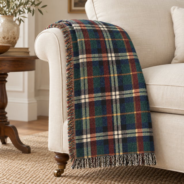 Ralph Lauren Heritage Tartan Plaid Woven Throw Blanket – Green & Navy, 60 × 50 For Sale - Image 4 of 6