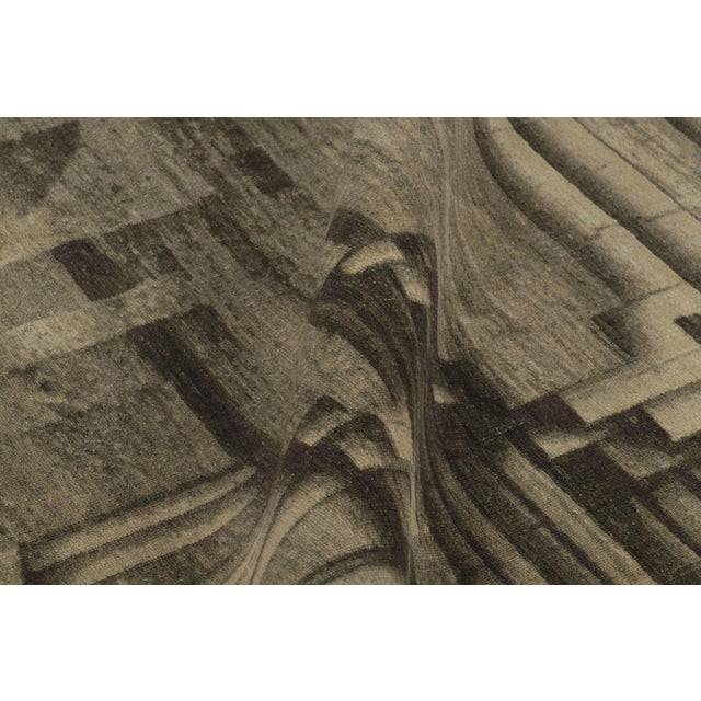 Textile Rug & Kilim's Modern Optical Illusion Rug in Charcoal and Taupe For Sale - Image 7 of 8