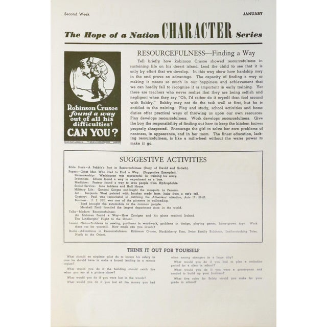 1937 American Hope of a Nation Poster Series, Resourcefulness (Robinson Crusoe) For Sale - Image 4 of 4