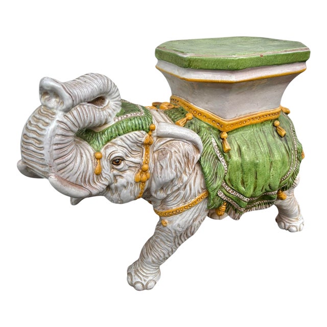 1960s Vintage Italian Terracotta Elephant Plant Stand Statue For Sale