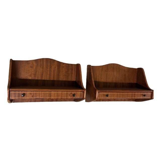 Vintage Danish Wall-Mounted Nightstands in Teak, 1960s, Set of 2 For Sale