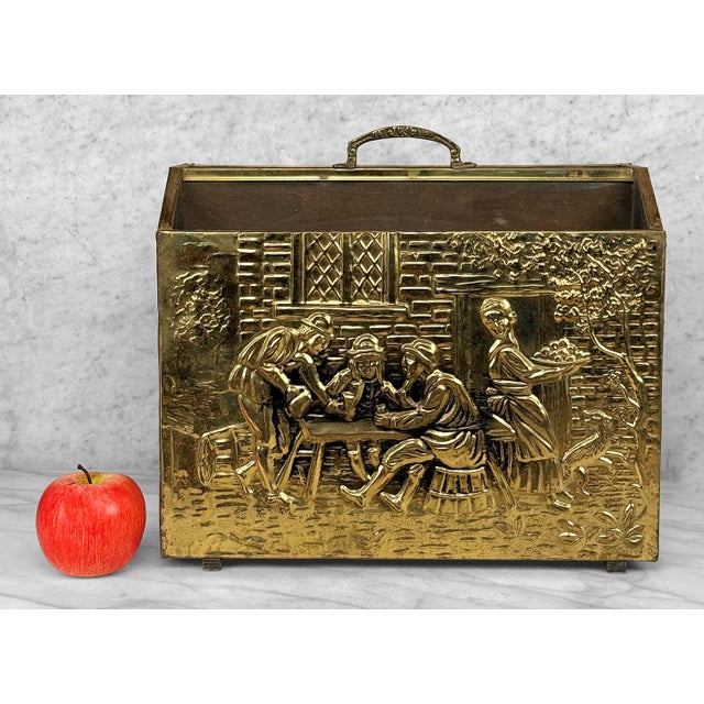 - A 1940's English Traditional Magazine Stand - Original Brass Finish with Embossed Repousse Motif - Perfect to Stage with...