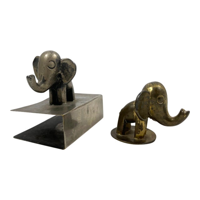 Pair of Hagenauer Elephants - Figurine & Matchbox Cover - Vienna - 1920s For Sale