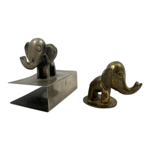 Pair of Hagenauer Elephants - Figurine & Matchbox Cover - Vienna - 1920s