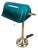 1970s Mid-Century Modern Art Deco Brass and Teal Glass Banker's Desk Lamp For Sale - Image 16 of 18