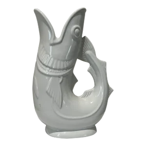 Vintage Gurgling Code White Ceramic Pitcher England 80's