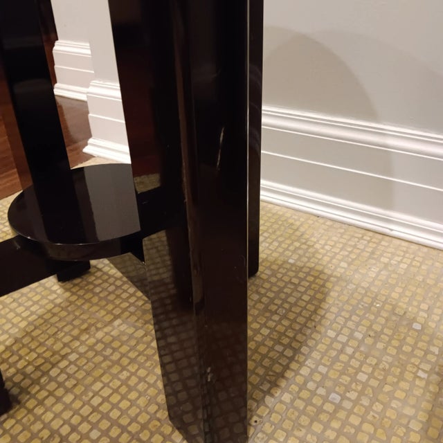 Decca Home/Boiler Solid Wood Side Table Mahagony and High Gloss Base With a Matte Black Leather Top With Brass Nailhead Trim. For Sale - Image 14 of 18