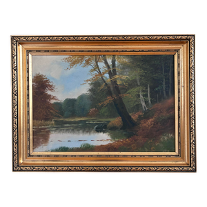 Vintage Original Landscape Oil Painting, Signed Farmhouse Art