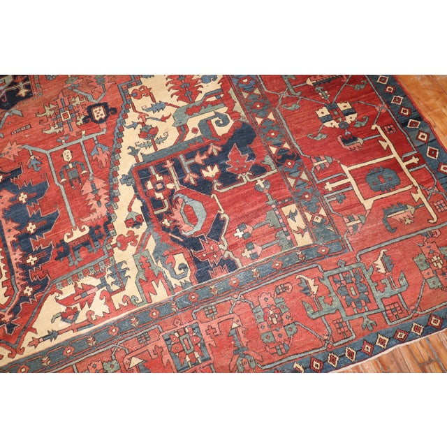 Zabihi Collection Pictorial Animal Figure Antique Persian Serapi Carpet - 11'1" x 15'1" For Sale - Image 9 of 18